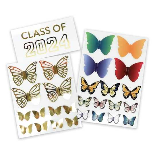 Gold Butterfly Graduation Cap Stickers by Recollections&#x2122;